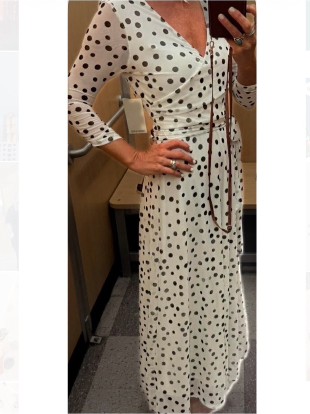 White and Black Polka Dot Wrap Maxi Dress